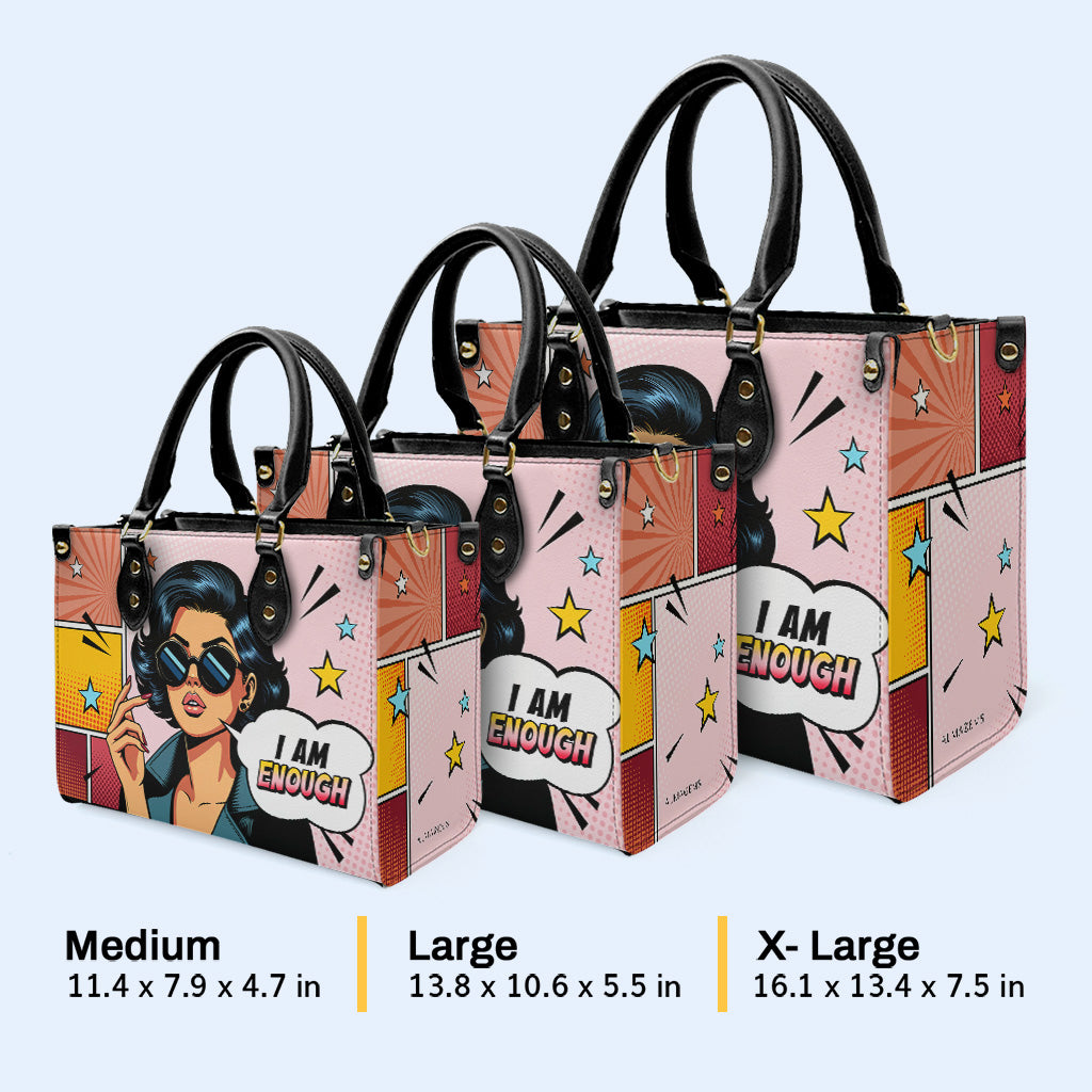 Ich bin genug - Personalisierte Lederhandtasche - enough03