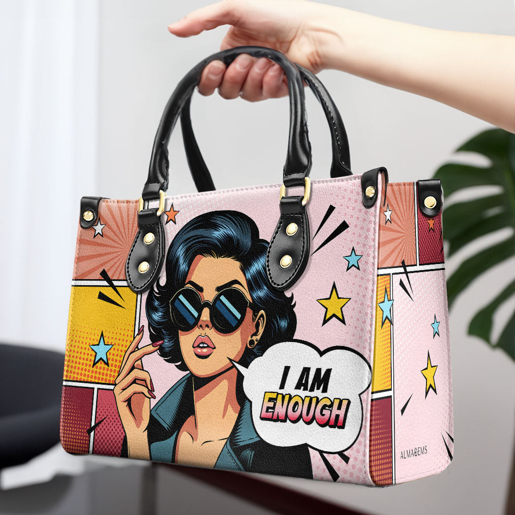 Ich bin genug - Personalisierte Lederhandtasche - enough03
