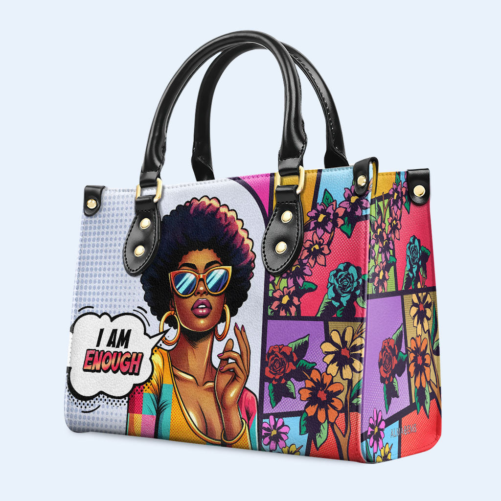 I Am Enough - Personalized Custom Leather Handbag - enough04