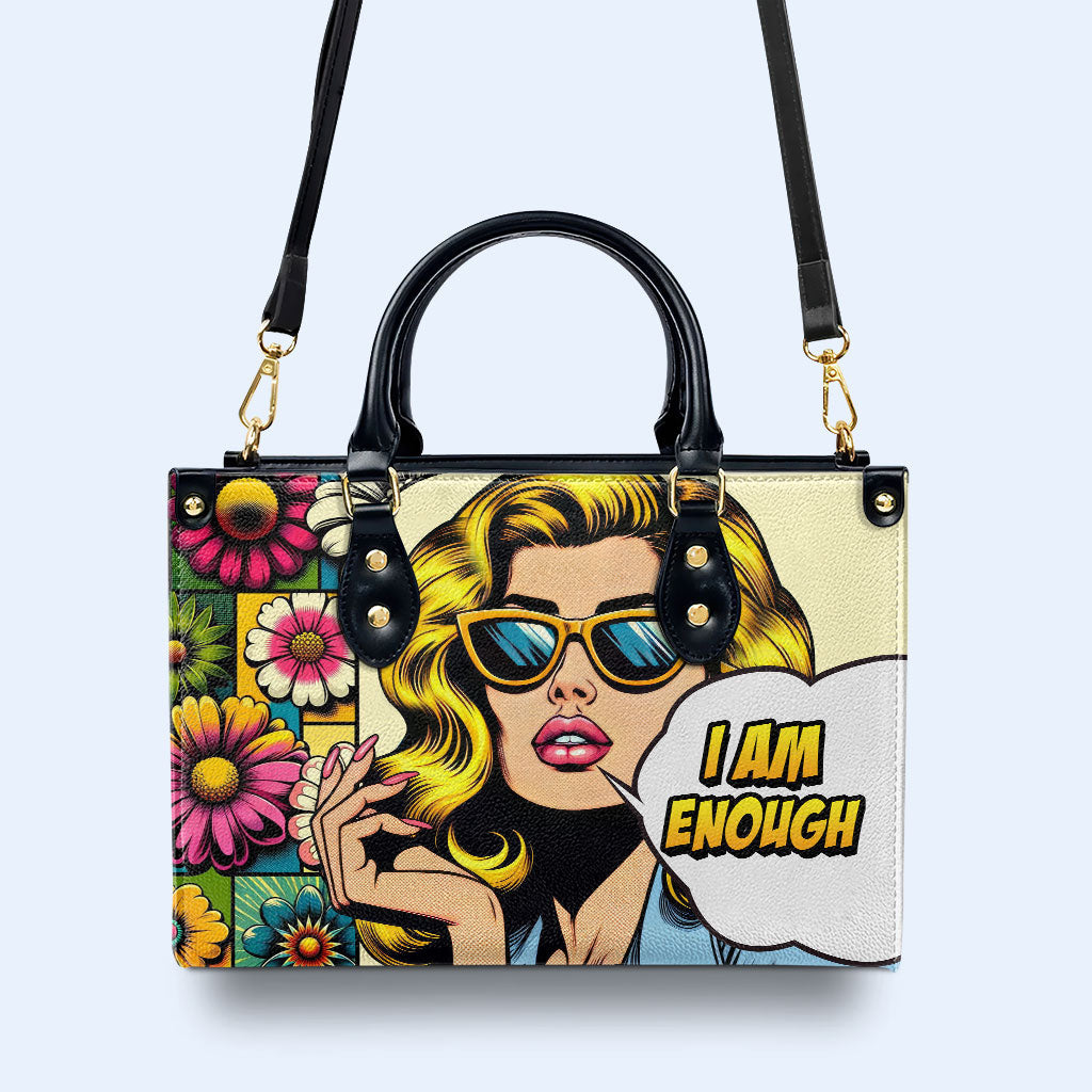Ich bin genug - Personalisierte Lederhandtasche - enough05