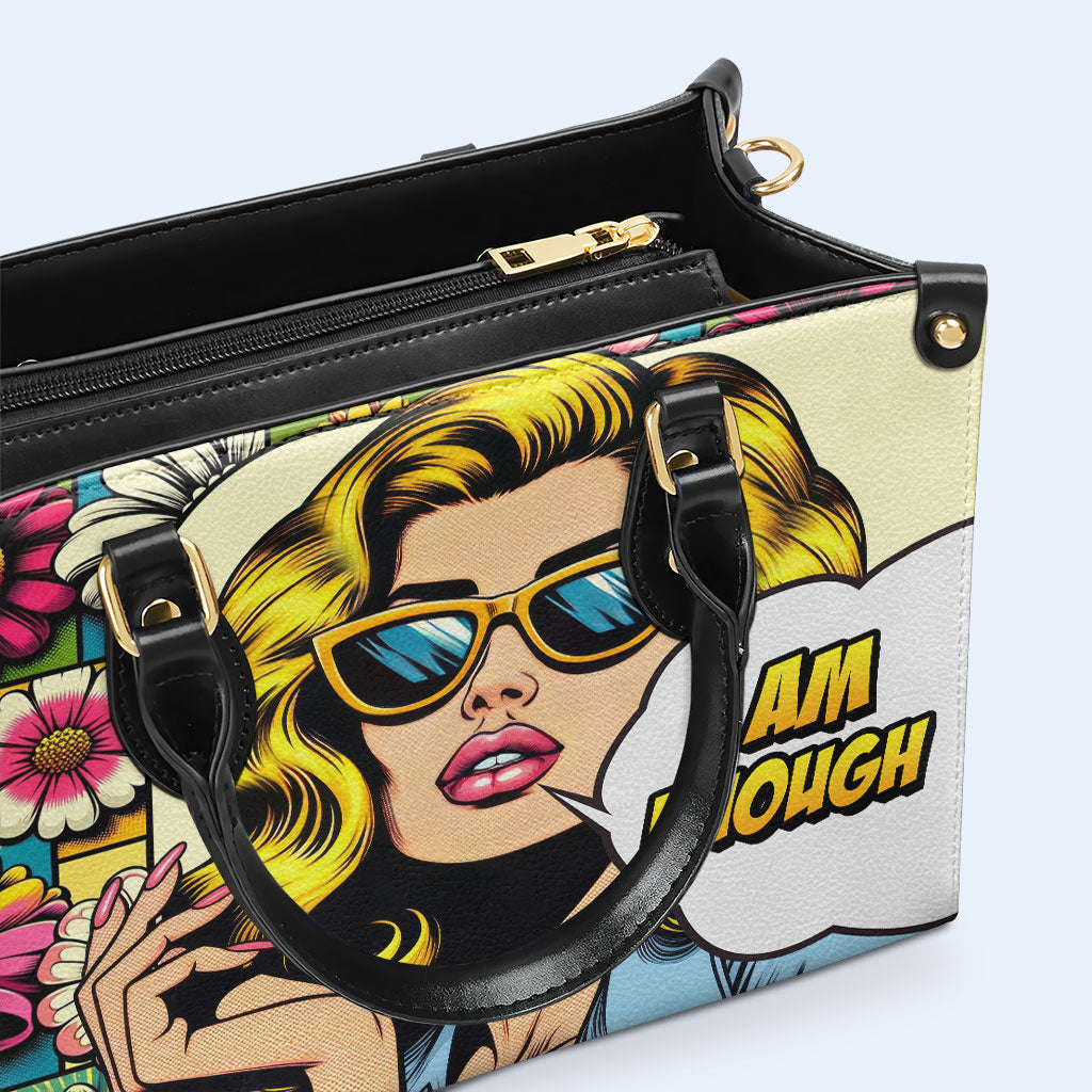 Ich bin genug - Personalisierte Lederhandtasche - enough05