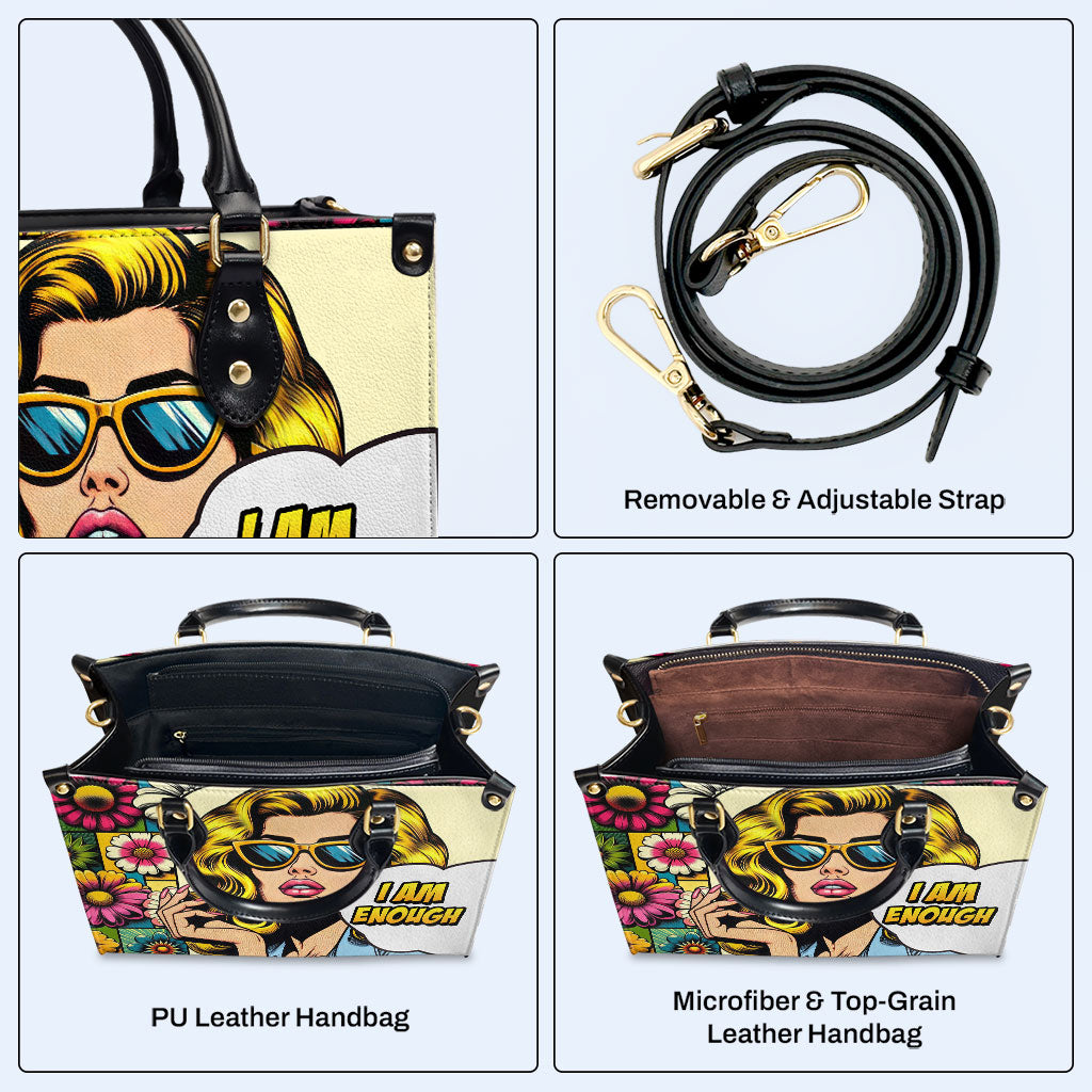 Ich bin genug - Personalisierte Lederhandtasche - enough05