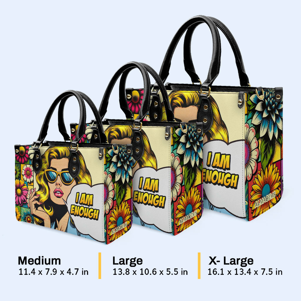 Ich bin genug - Personalisierte Lederhandtasche - enough05