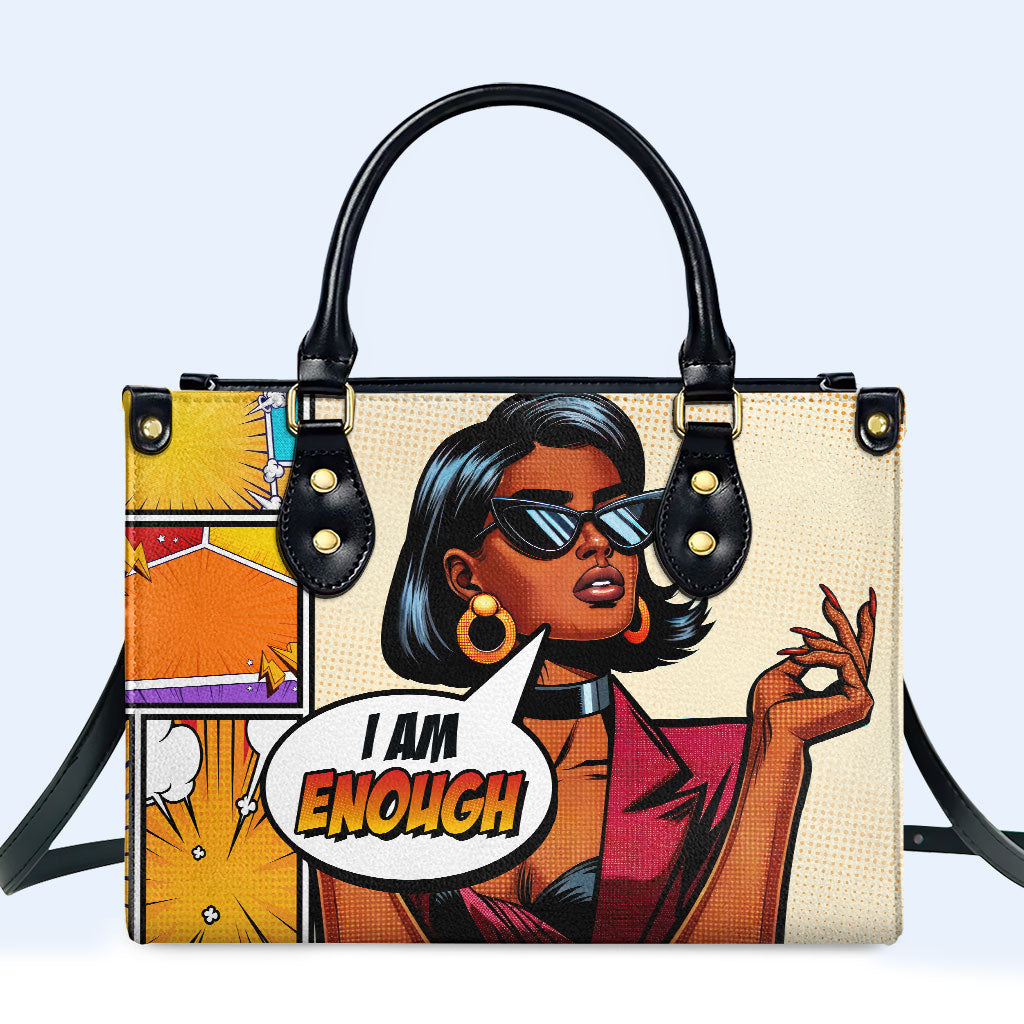 Ich bin genug - Personalisierte Lederhandtasche - enough06