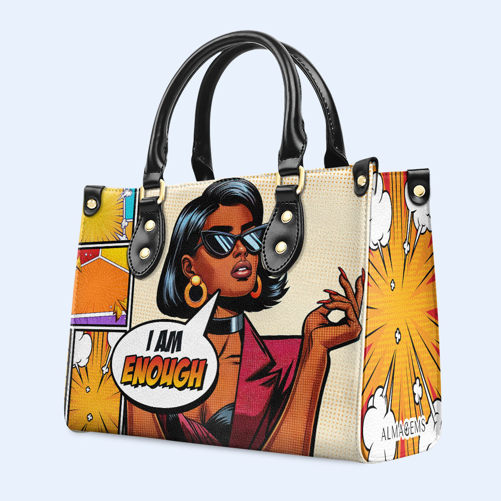 Ich bin genug - Personalisierte Lederhandtasche - enough06