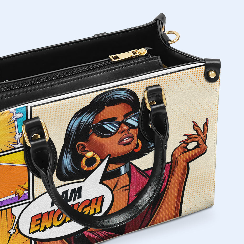 Ich bin genug - Personalisierte Lederhandtasche - enough06