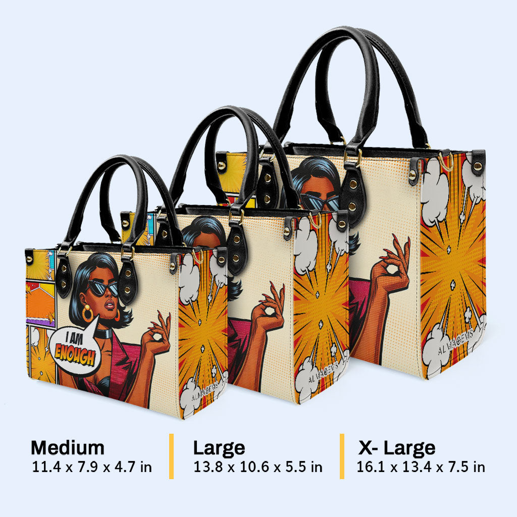 Ich bin genug - Personalisierte Lederhandtasche - enough06