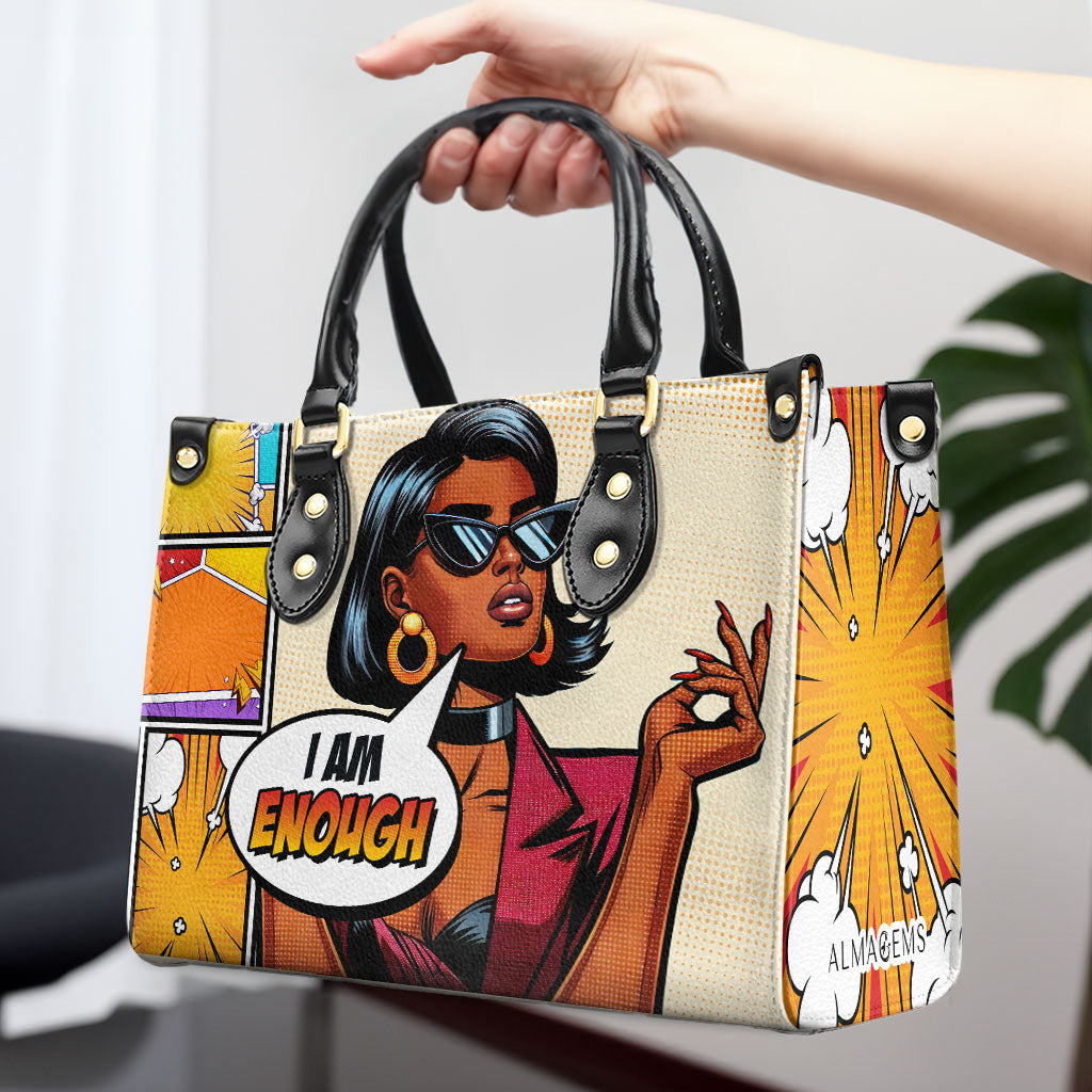 Ich bin genug - Personalisierte Lederhandtasche - enough06