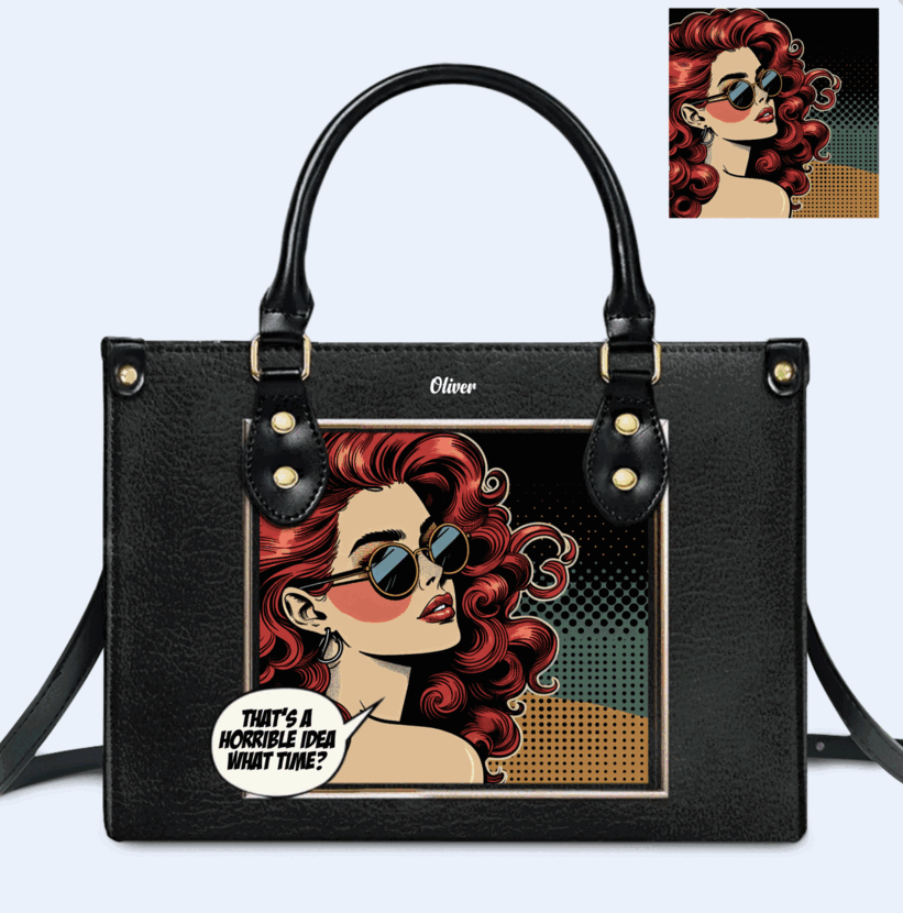 Personalisieren Sie Ihre charakteristische Lederhandtasche mit individueller Kunst und Text - QCUSTOM01
