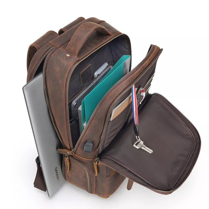 Großer Reiserucksack aus Crazy Horse Leder