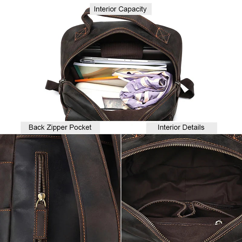 Diebstahlsicherer Vintage-Reiserucksack aus Leder