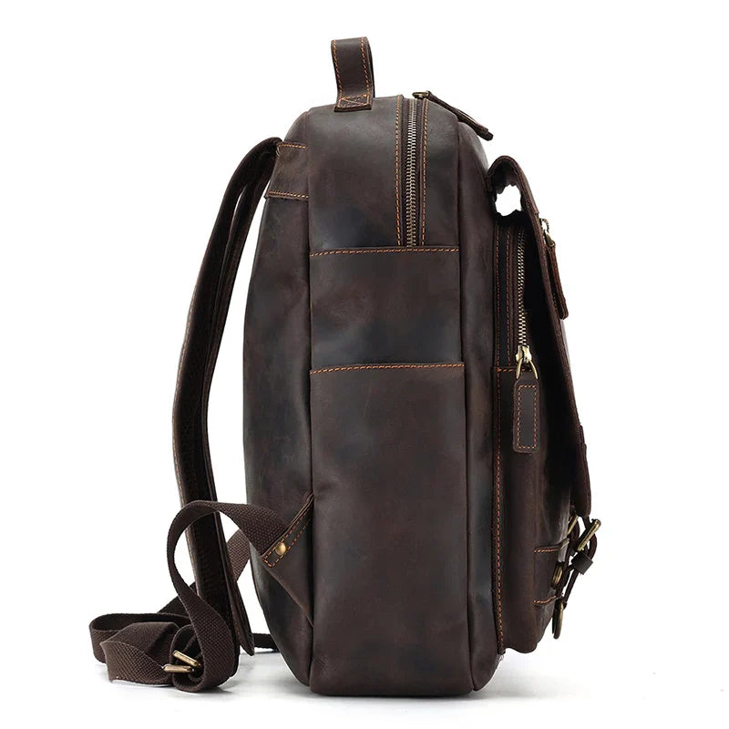 Diebstahlsicherer Vintage-Reiserucksack aus Leder