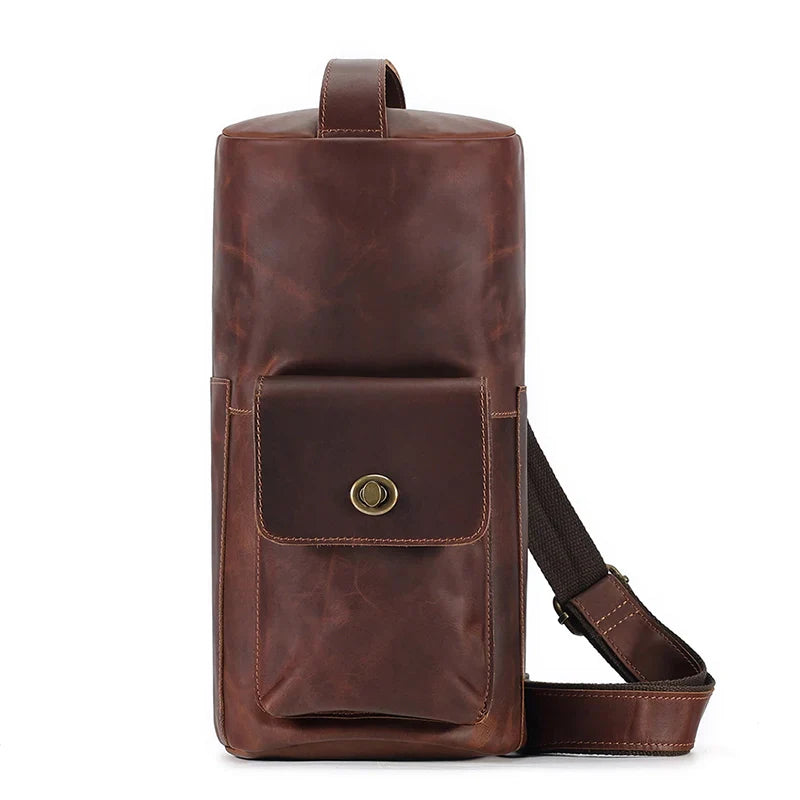 Vintage Zylinder Umhängetasche aus Leder