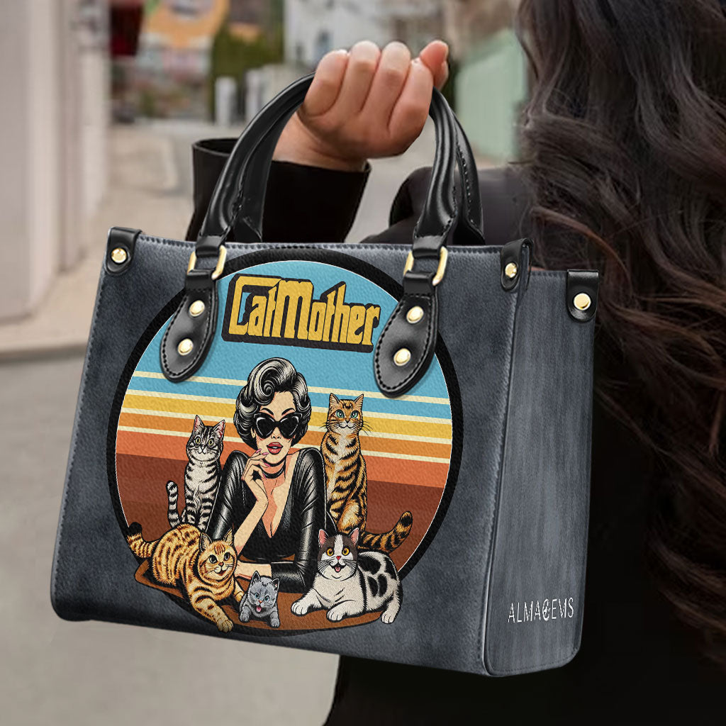 The CatMother - Personalisierte Lederhandtasche für Katzenliebhaber - LL22