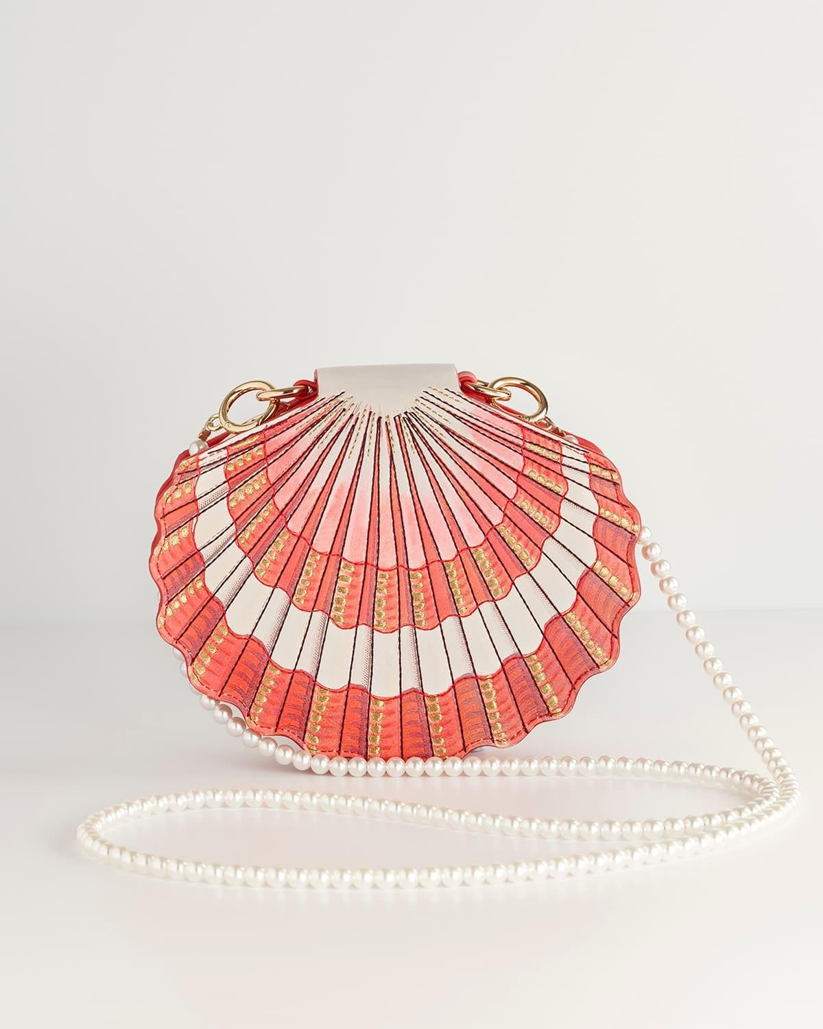 Umhängetasche mit Perlen-Muschelmuster