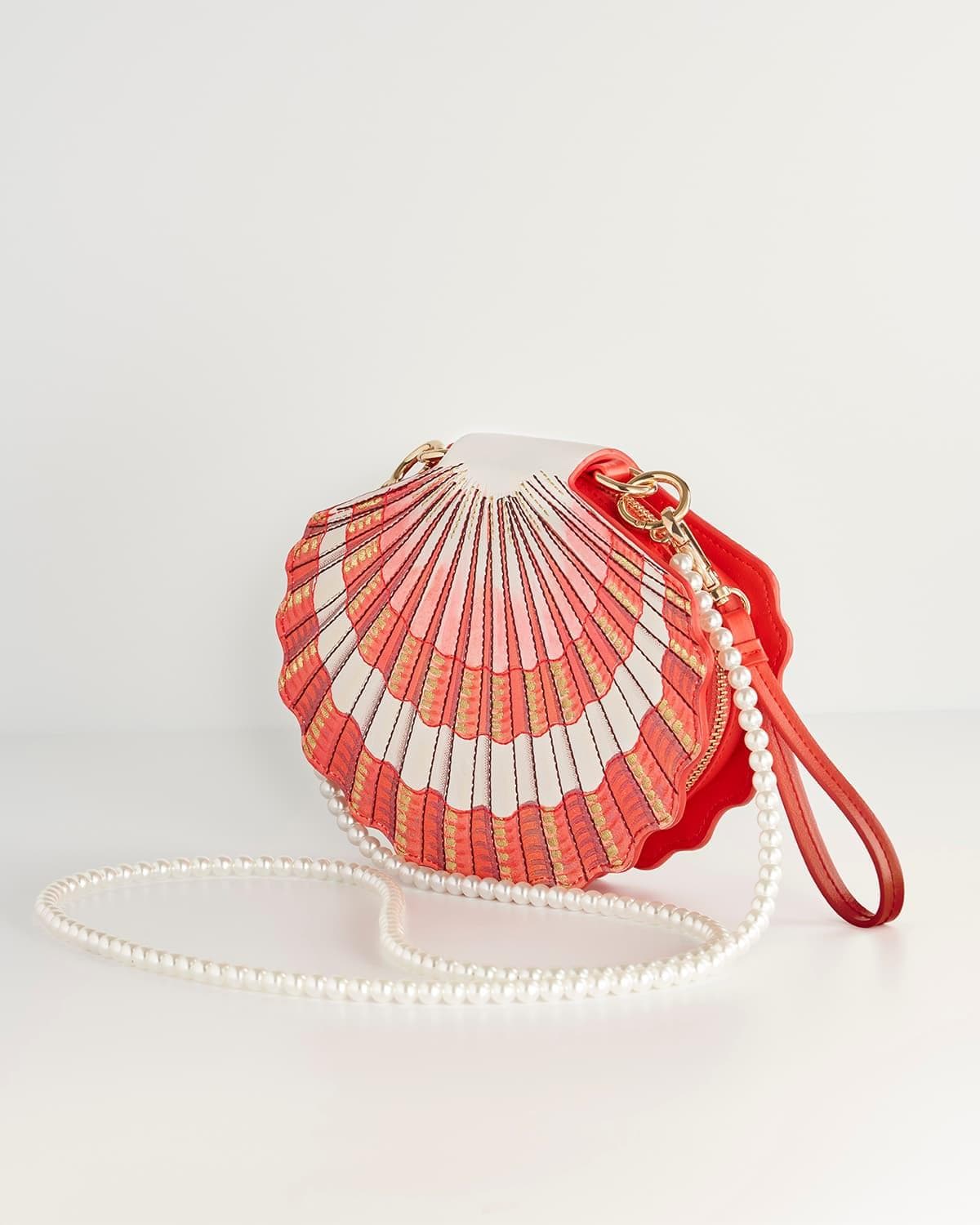 Umhängetasche mit Perlen-Muschelmuster