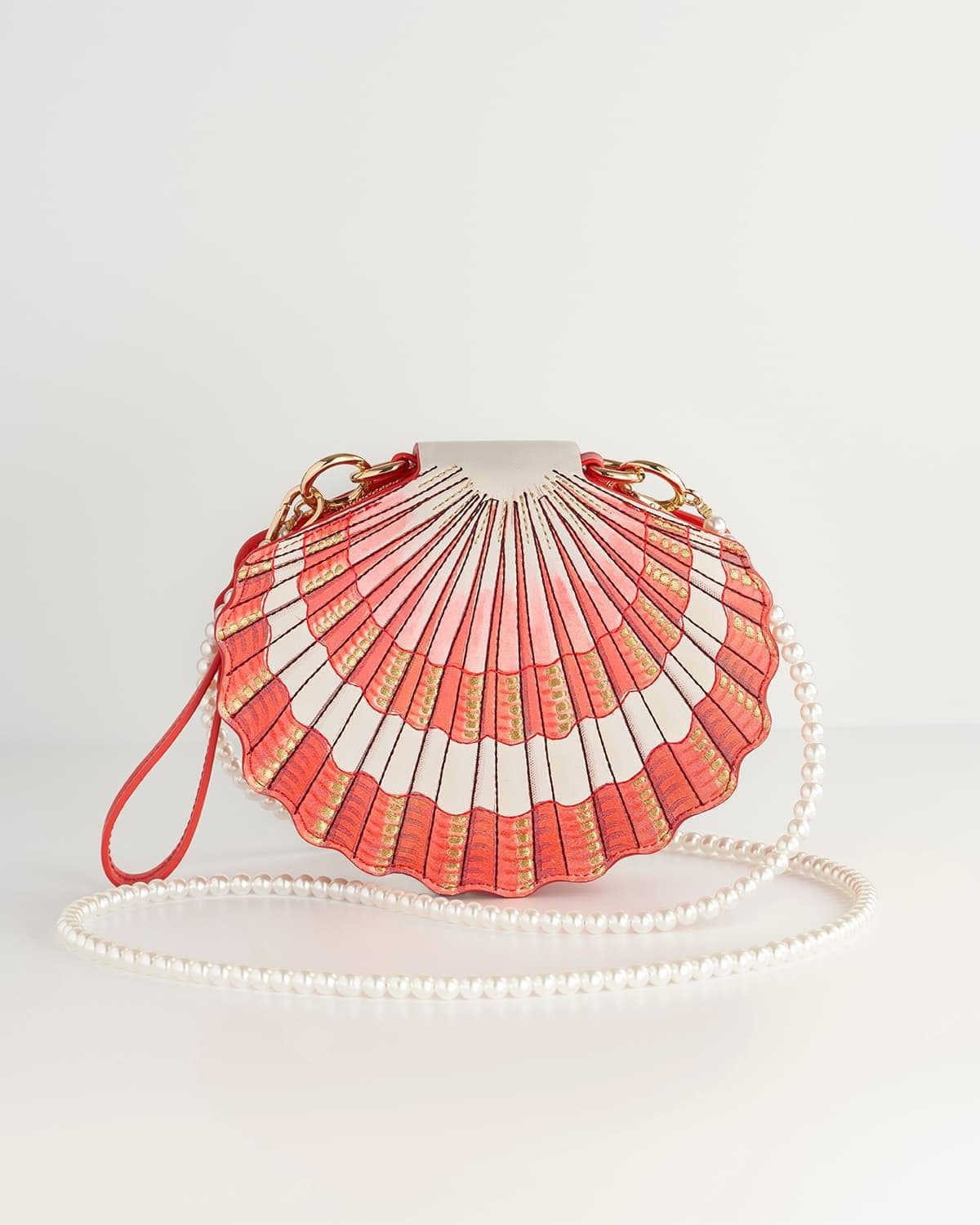 Umhängetasche mit Perlen-Muschelmuster