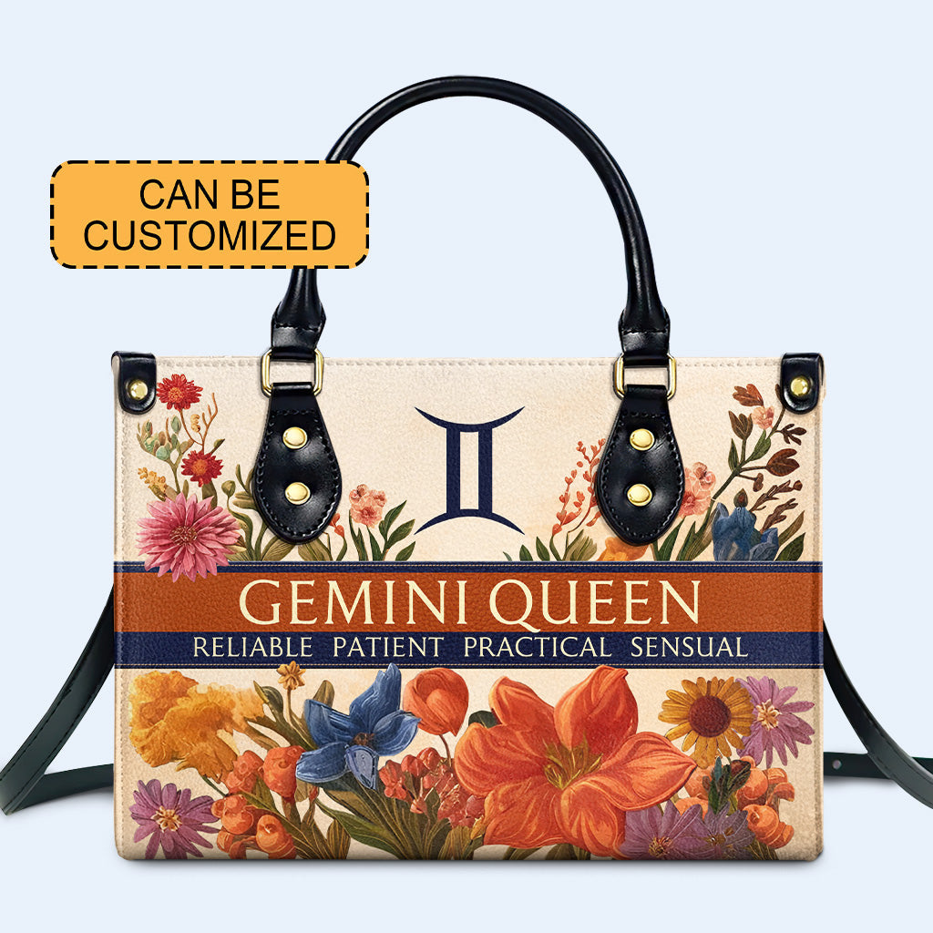 Zodiac Queen Flowers - Personalisierte Lederhandtasche - queen06flowers