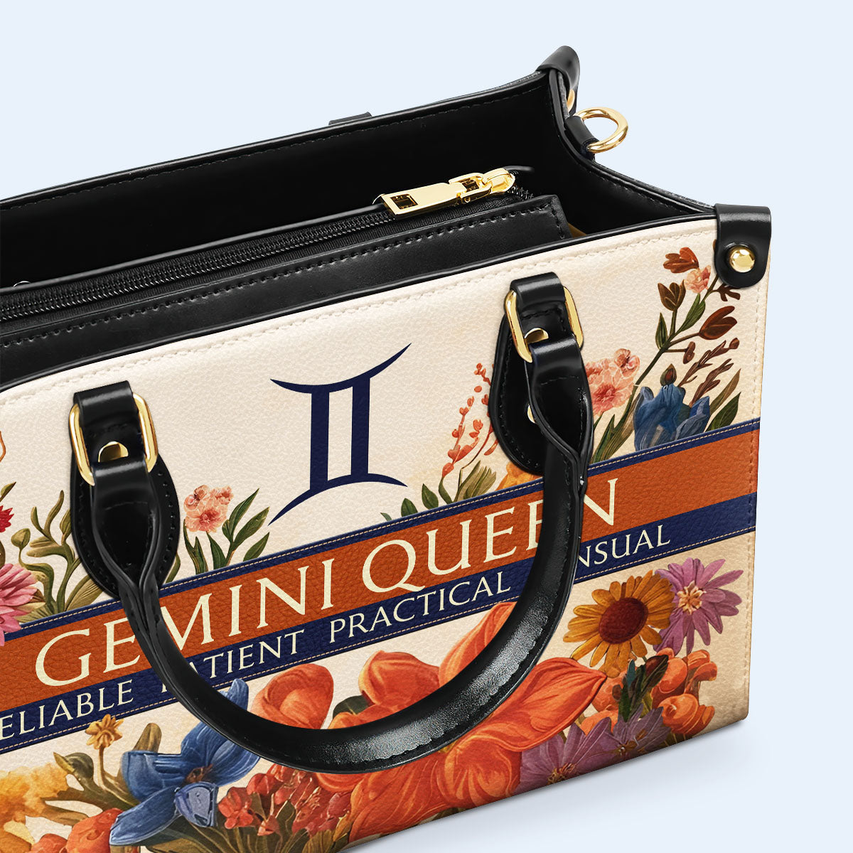 Zodiac Queen Flowers - Personalisierte Lederhandtasche - queen06flowers