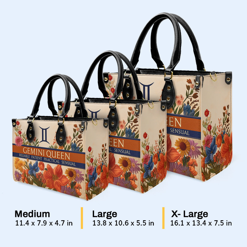 Zodiac Queen Flowers - Personalisierte Lederhandtasche - queen06flowers