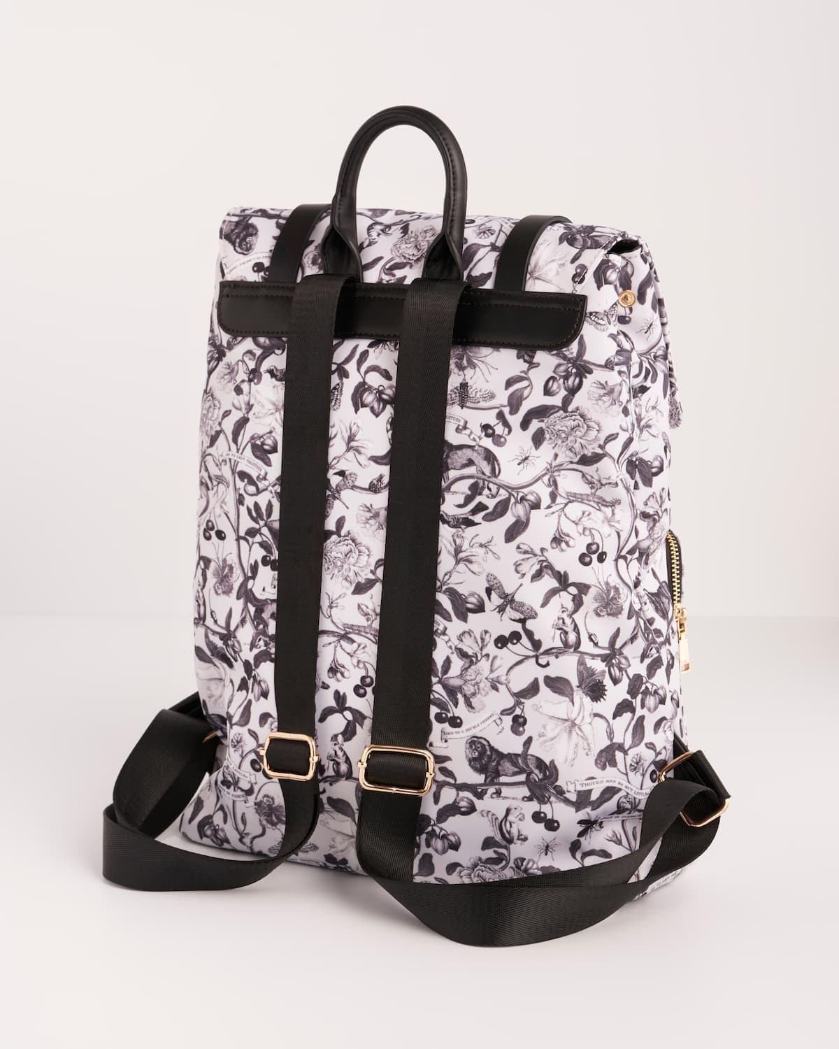 Rucksack mit Lebensbaum-Motiv - Schwarz/Weiß