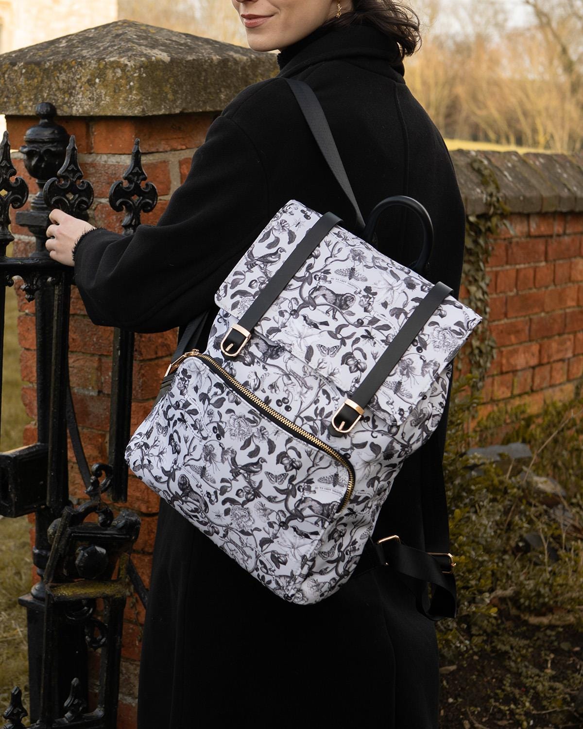 Rucksack mit Lebensbaum-Motiv - Schwarz/Weiß