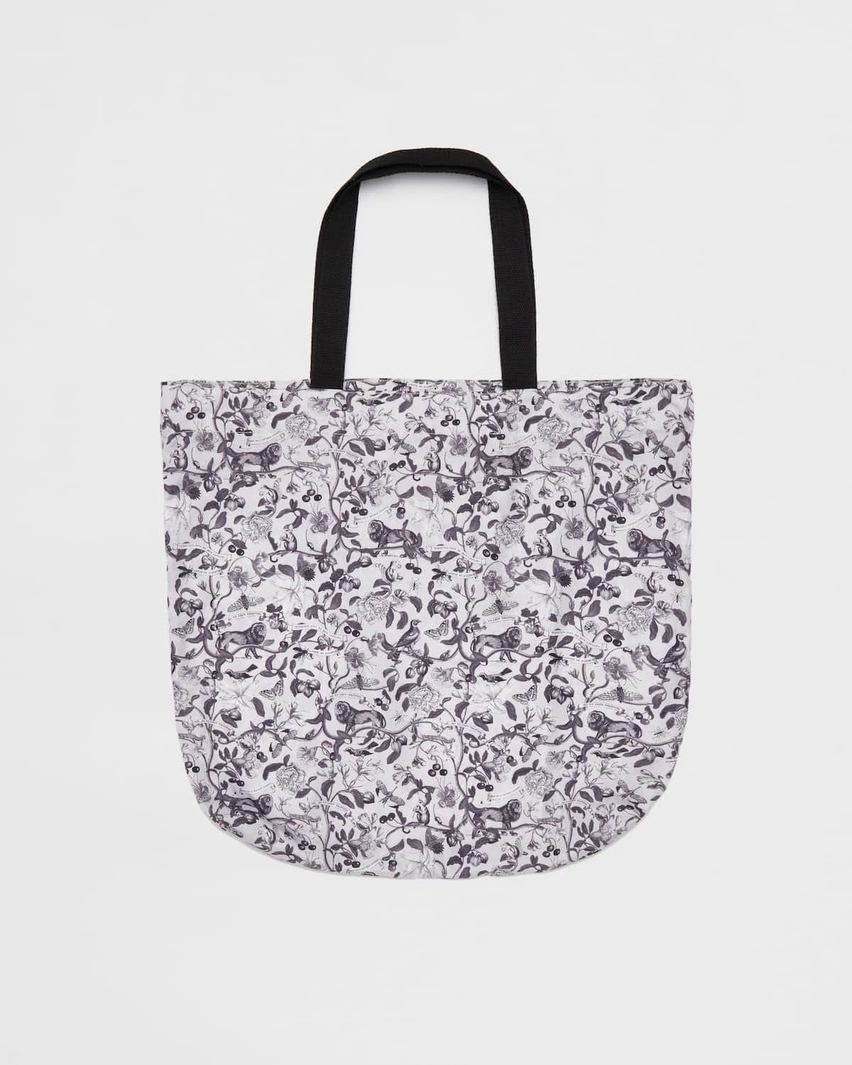 Monochrome Faltbare Tragetasche aus Nylon mit Lebensbaum-Motiv - Schwarz/Weiß
