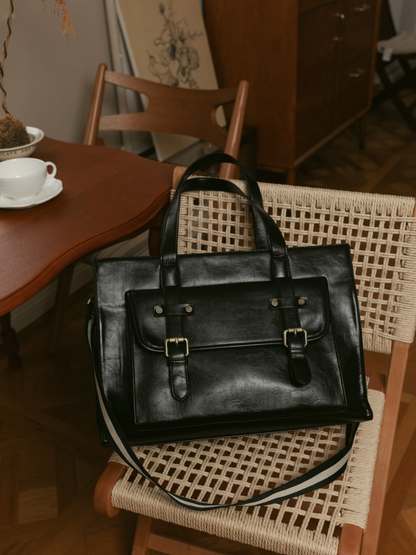 Olivia's Classic Vegan Leather Handbag Laptop Tote