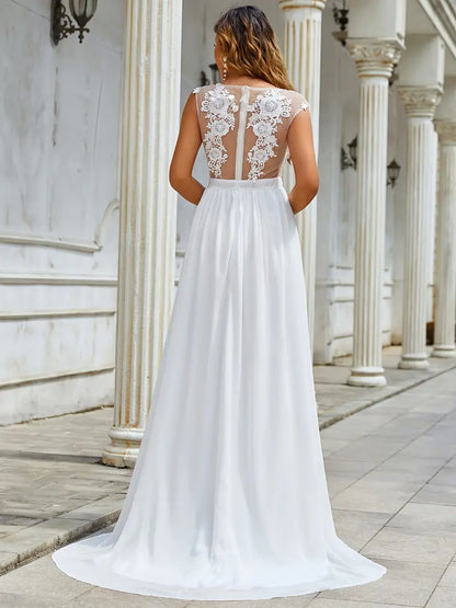 Lace Applique Mopping Wedding Dress