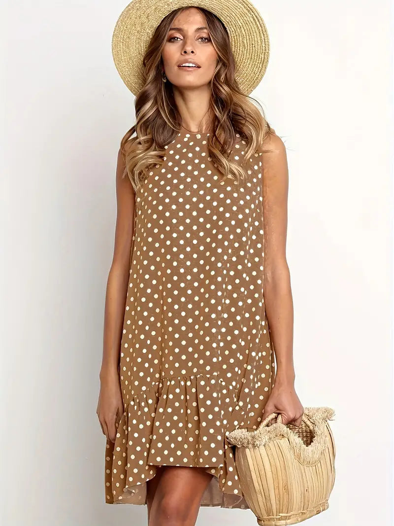 Polka Dot Ruffle Hem Dress