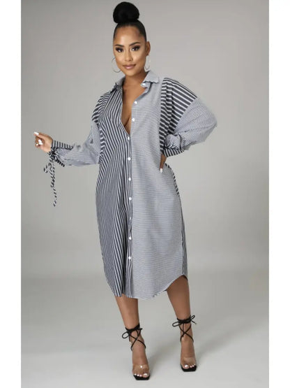 Dresses Striped Long-sleeved Long Dresses