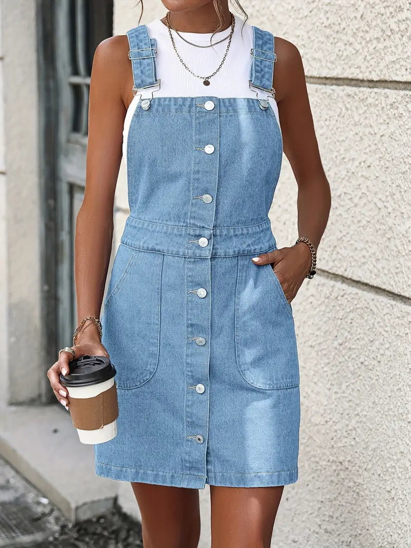 Plain Non-Stretch Denim Dress