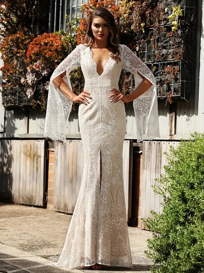 Lace Split Wedding Dress