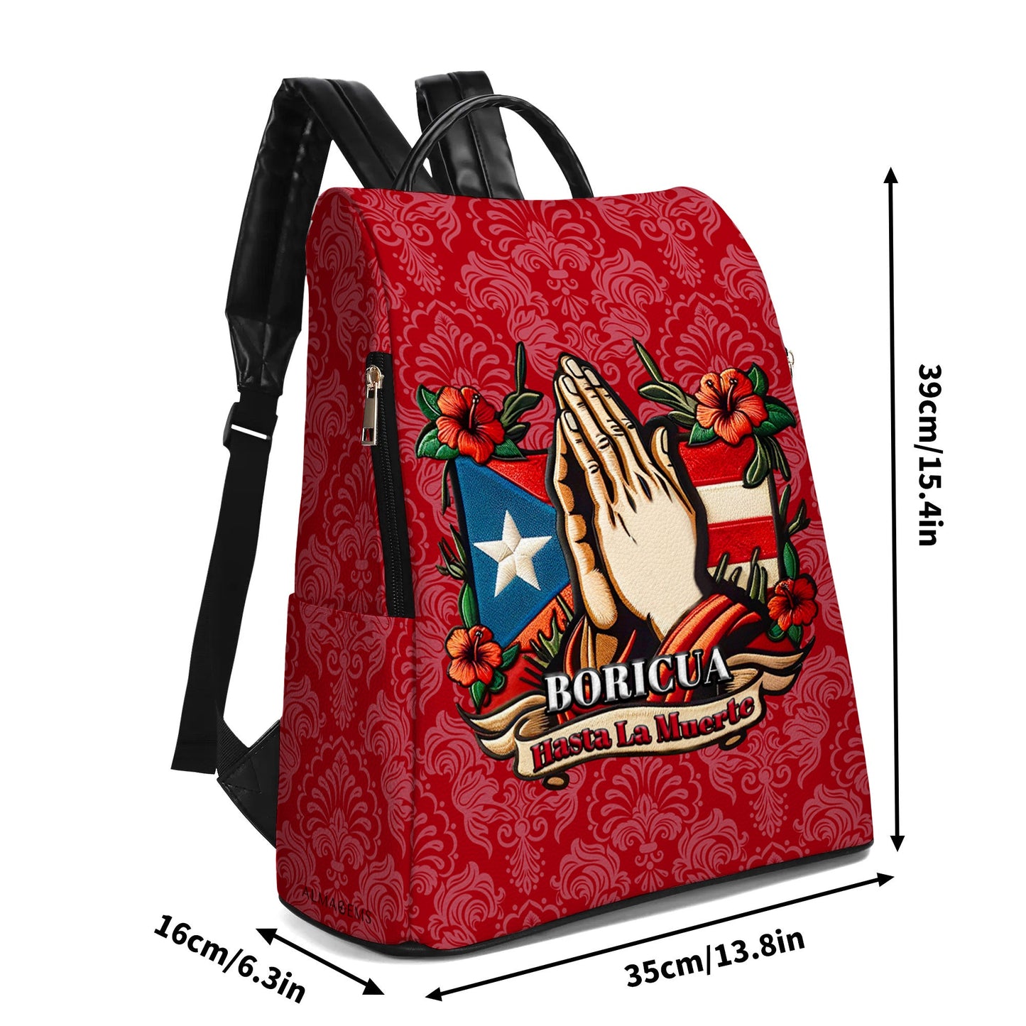 Boricua Hasta La Muerte  - Personalized Custom Leather BackPack - HS019_BP