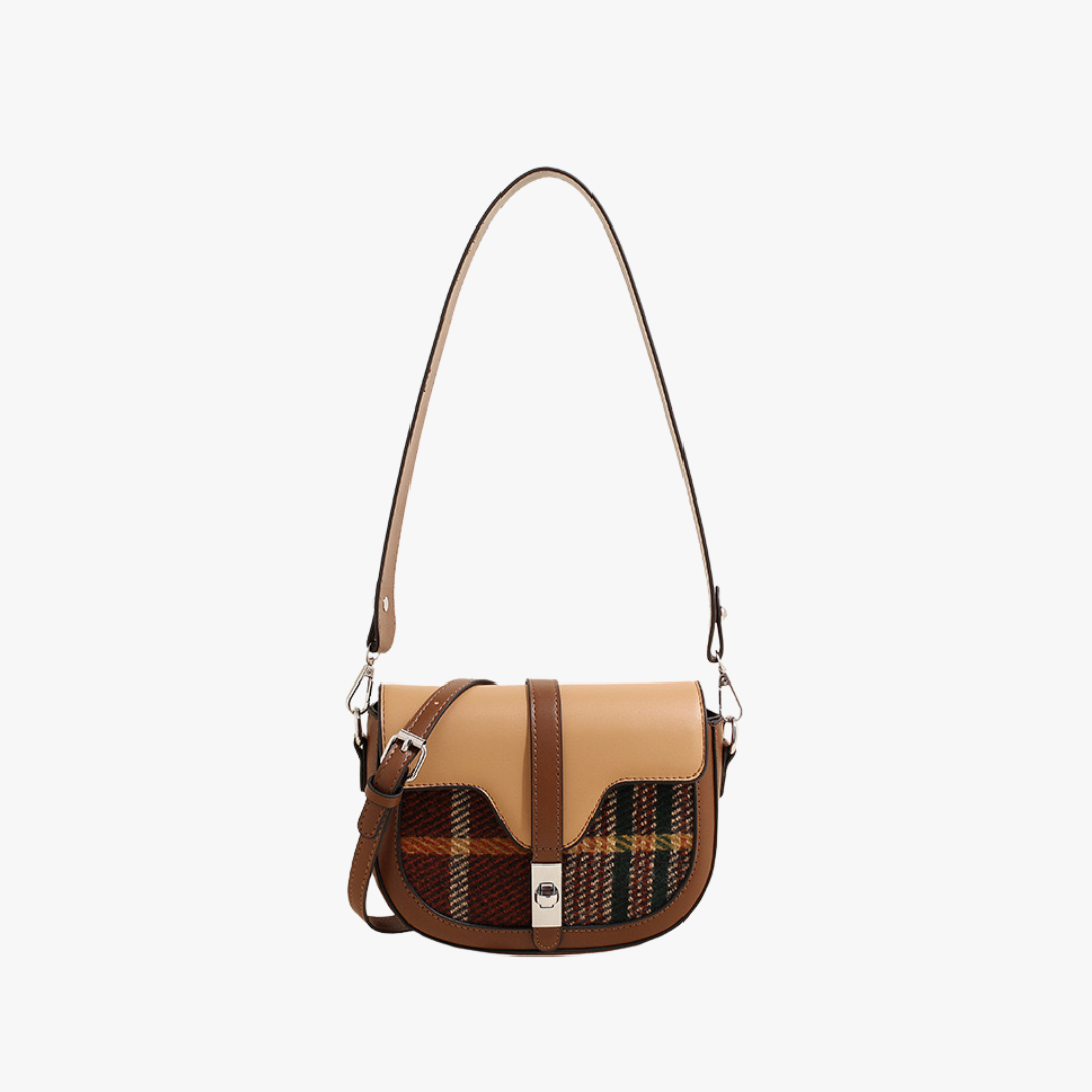 Plaid Turn Lock Crossbody Bag