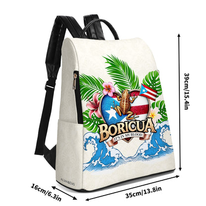 BORICUA. IT'S IN MY BLOOD - Personalized Custom Leather BackPack - LA023_BP