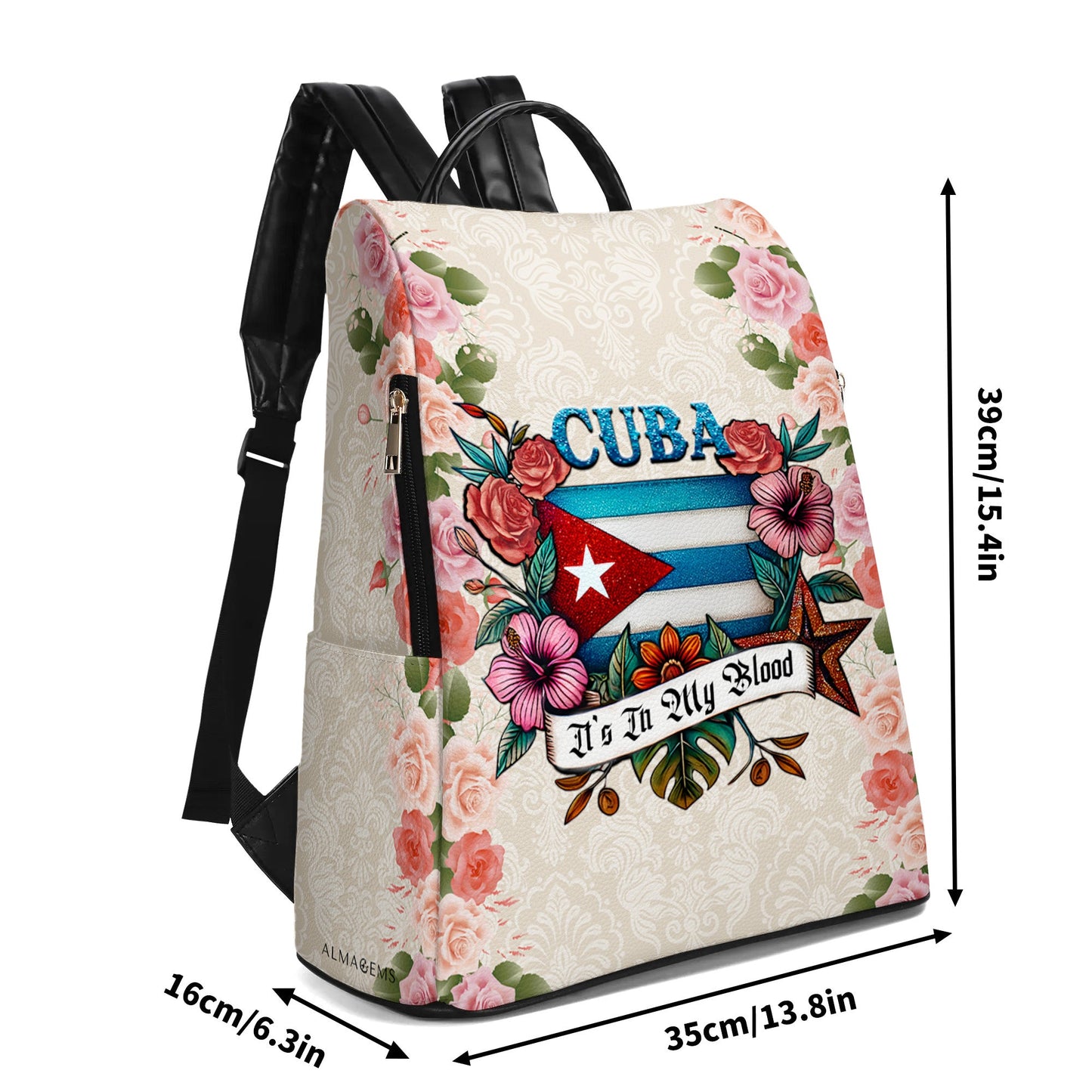 Cuba It's In My Blood - Personalized Custom Leather BackPack - LA021_BP