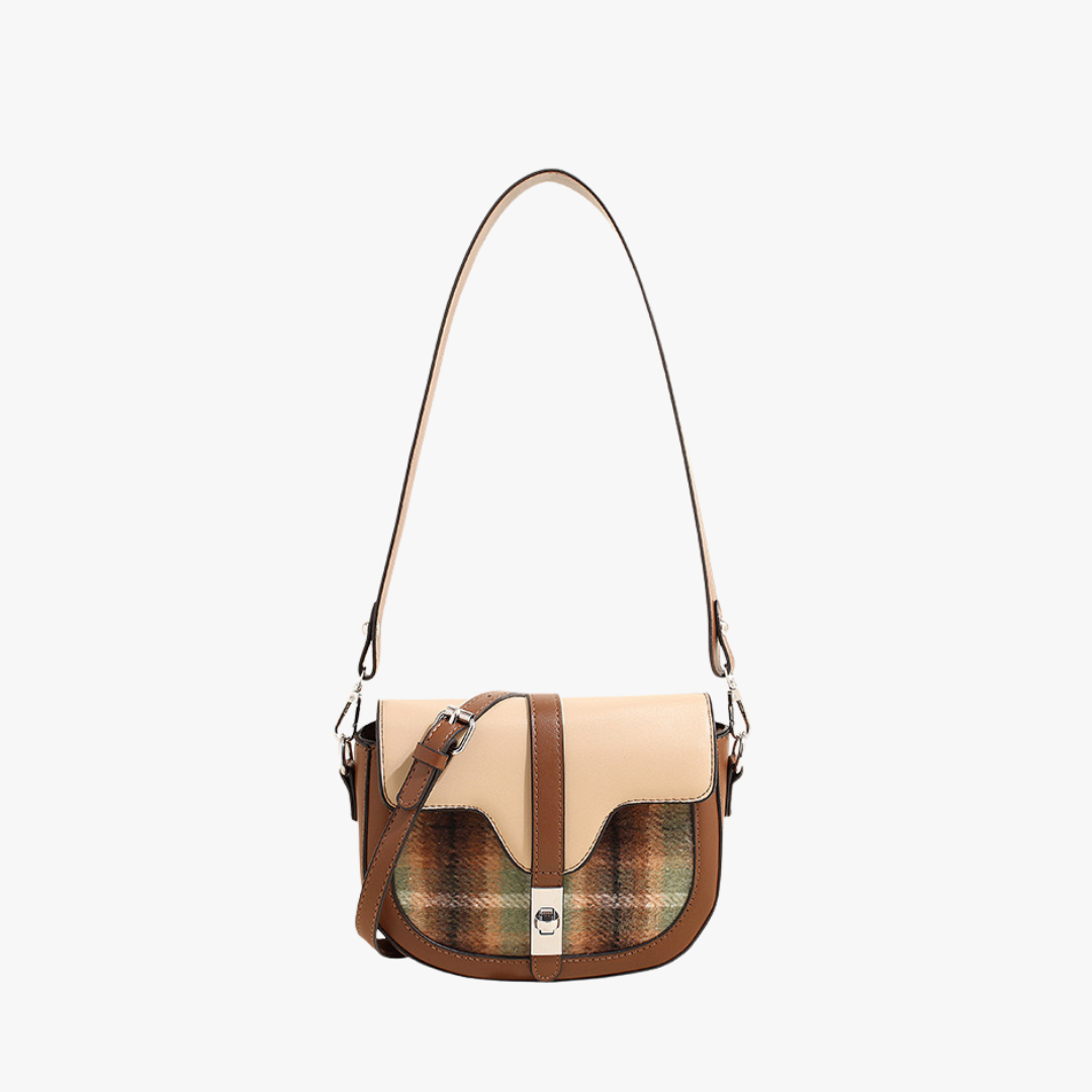 Plaid Turn Lock Crossbody Bag