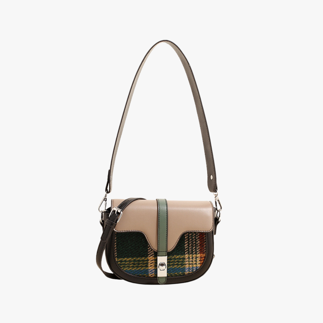 Plaid Turn Lock Crossbody Bag