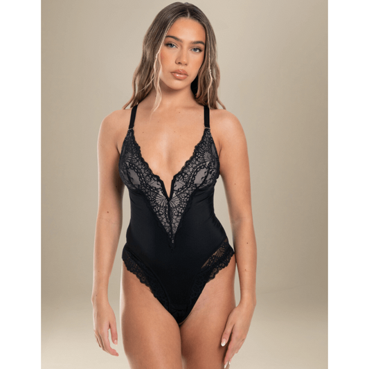 TuxodoSHAPE - V-Neck Half Laced Bodysuit