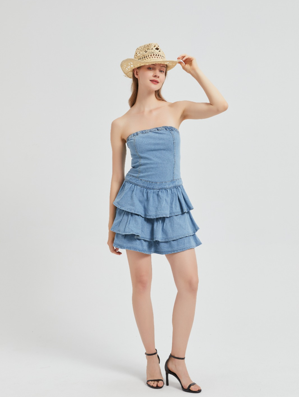 Mila Denim Ruffle Mini Dress