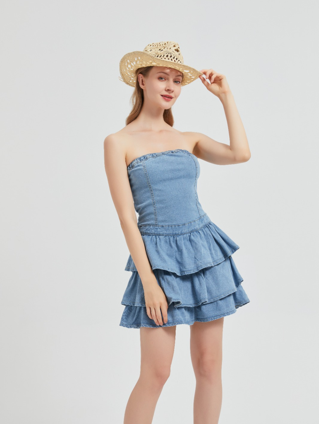 Mila Denim Ruffle Mini Dress