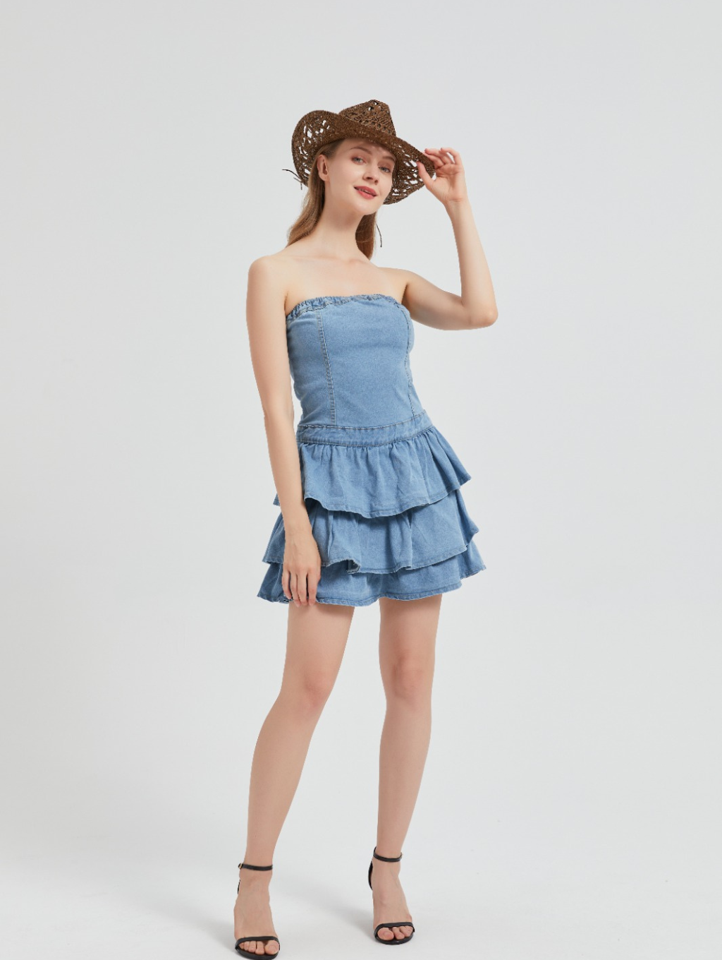 Mila Denim Ruffle Mini Dress