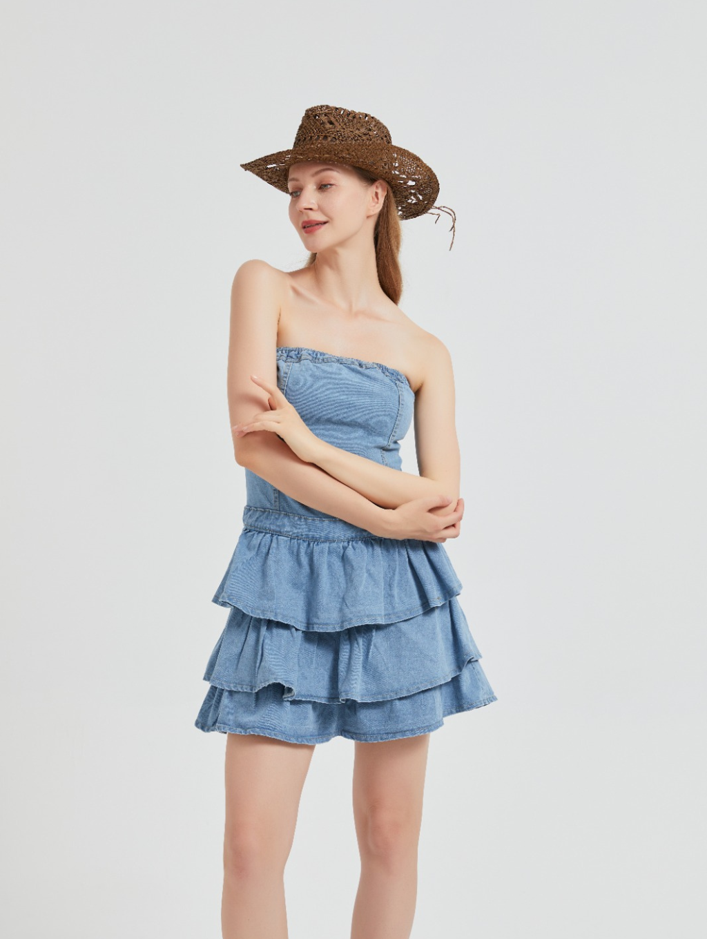 Mila Denim Ruffle Mini Dress