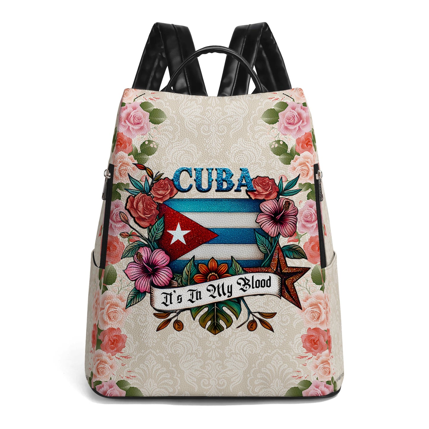 Cuba It's In My Blood - Personalized Custom Leather BackPack - LA021_BP