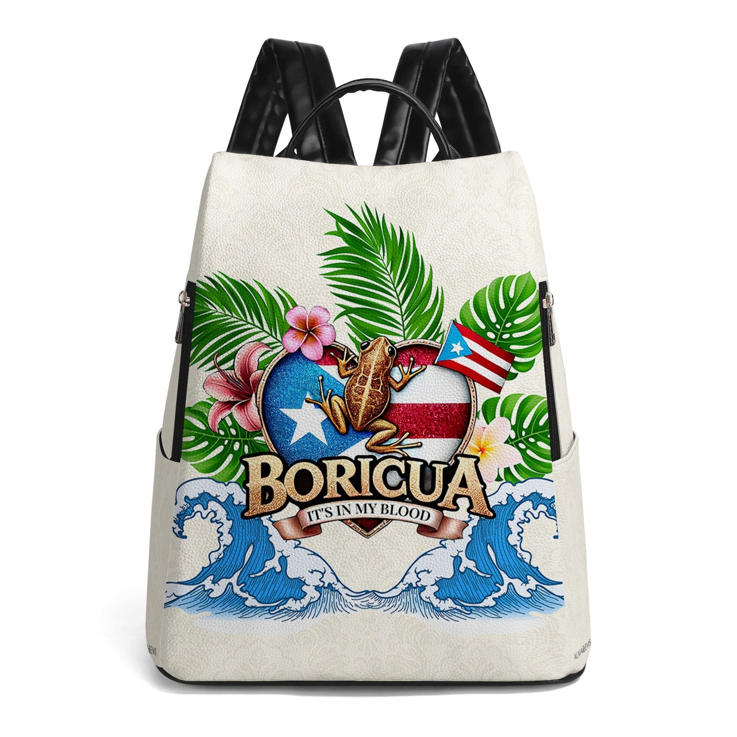 BORICUA. IT'S IN MY BLOOD - Personalized Custom Leather BackPack - LA023_BP