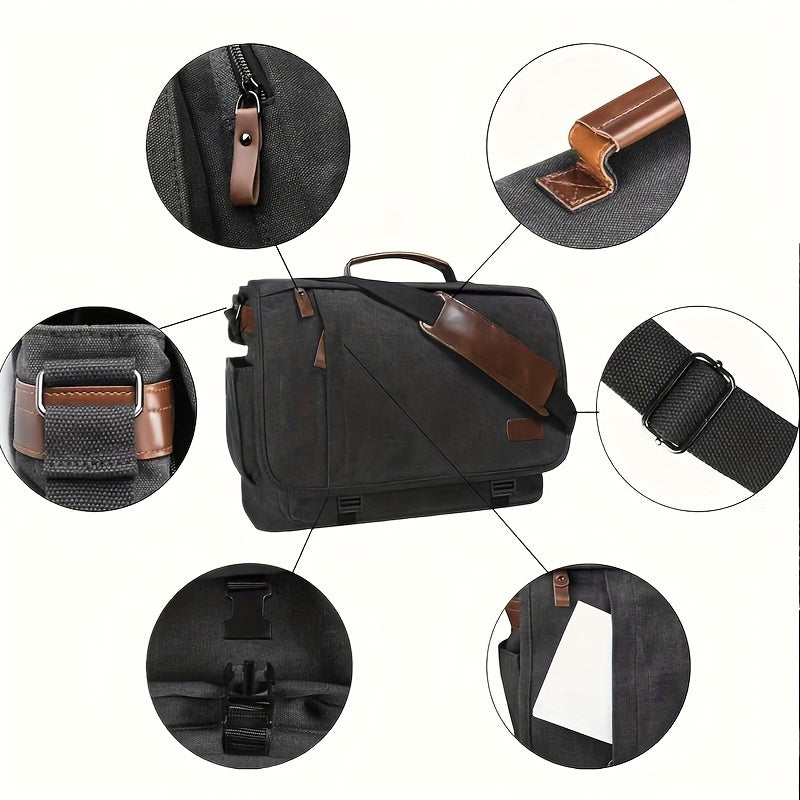 Large Capacity Canvas Messenger Laptop Bag