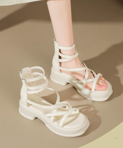 2024 Neue beige High Top Strap Römersandalen Peep Toe