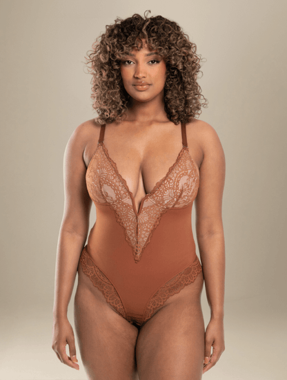 TuxodoSHAPE - V-Neck Half Laced Bodysuit