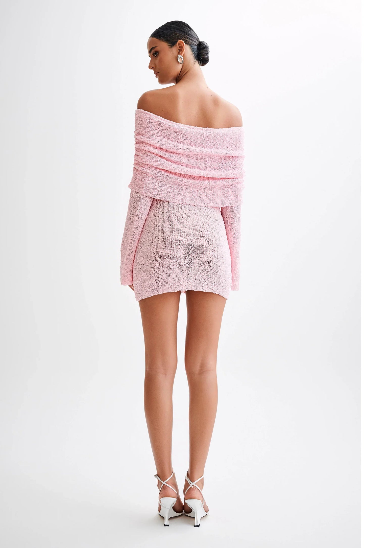 OFF-SHOULDER-MINIKLEID AUS BOUCLE
